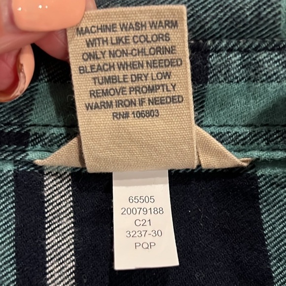 Duluth Trading co women’s blue green plaid cotton flannel shirt size large - Picture 6 of 6